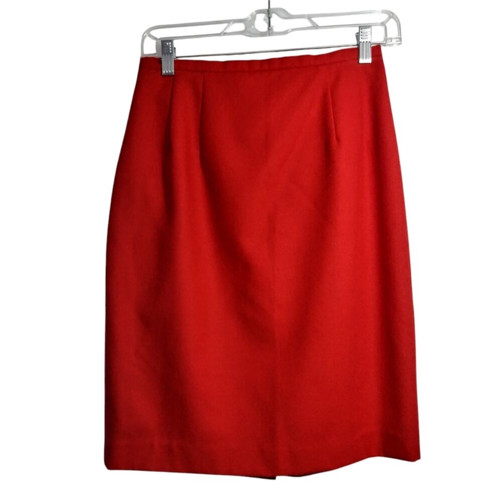 Harve Bernard Red Wool Pencil Skirt Vintage Holiday Career Size 6